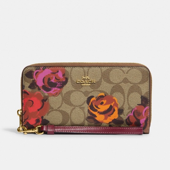COACH Jumbo Flower Signature Zip Wristlet Wallet - Picture 11 of 14